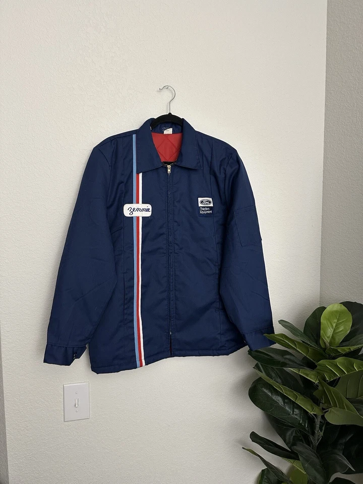 VINTAGE 80s FORD MOTOR COMPANY QUILTED LINED WORK WEAR JACKET TRUE VINTAGE - Image 1 of 4