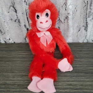Fuzzy Friends Greenbrier Peluche Colgante Rojo Día de San Valentín Mono 12.5" Arco Rosa - Imagen 1 de 5