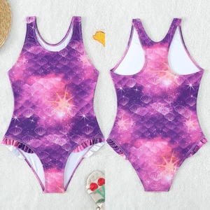 Girl Bodysuit One-piece Jumpsuit Sleeveless Swimwear Swimsuit Scoop Neck Sport - Picture 1 of 11