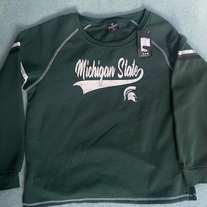 Women's XL Michigan State Spartans Colosseum Pullover Sweatshirt Green NWT - Picture 1 of 10