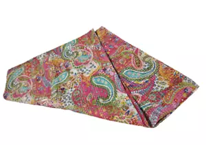 Indian Handmade Queen Kantha Quilt Throw Cotton Blanket Floral Print Boho Quilt - Picture 1 of 9