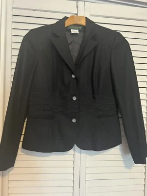 Blazer Traje Chaqueta HARVE BENARD Para Mujer Talla 10 Lana Viscosa Gruesa Sólida Negra Foto 1 de 4