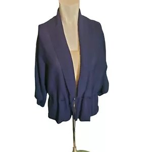 Margaret O'Leary Cárdigan Suéter Lana Kimono Manga Peplum Azul Marino Talla L - Imagen 1 de 7