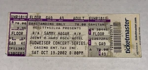 Biglietto concerto Sammy Hagar Stub Hard Rock Hotel Casino Las Vegas Show 19/10/2002 - Foto 1 di 2