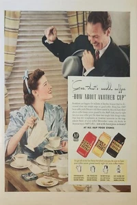 1940 A & P Food Store anuncio vintage ocho en punto café qué tal otra taza - Imagen 1 de 1