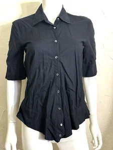 CAMISA TOP NEGRA CON CUELLO ABOTONADO McQ ALEXANDER McQUEEN TALLA 40 - Imagen 1 de 7
