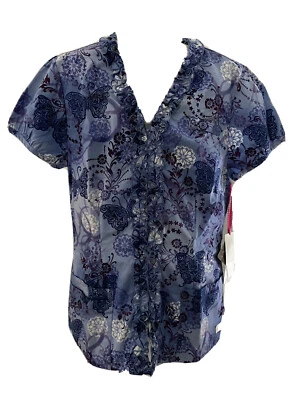 Nueva Blusa Médica Live Sweet Urbane Uniform para Mujer XS Azul Púrpura Floral Foto 1 de 2