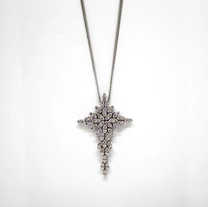 Collana Girocollo Bibigì in Oro Bianco 18k con Croce e Diamanti Taglio Brillante - Picture 1 of 4