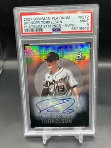 2021 Bowman Platinum Spencer Torkelson Etchings Auto 44/50 PSA 9 MINT Pop 4! - Picture 1 of 2