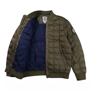 Timberland Quilted Padded Bomber Jacket Khaki Green Men Casual L - Picture 1 of 12