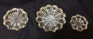 Vintage Collectible Clear Crystal Cut Glass Candy Nut Dish Set of 3 - Picture 1 of 7