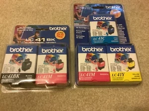 EXPIRED 5 Brother Ink Cartridges LC41M LC41BK LC41Y LC41C EXPIRED NEW NIB OEM - Picture 1 of 2