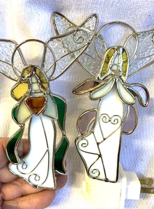 Buntglas Engel Nachtlicht 2er Set Echtglas SG-3061 - Bild 1 von 6