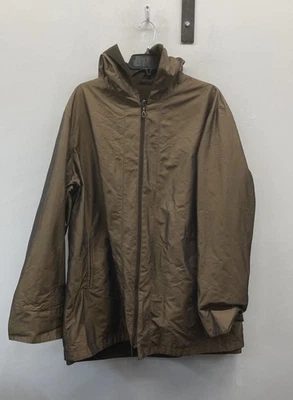 Abrigo chaqueta cortavientos ligero con capucha y cremallera completa marrón sin marca para mujer Foto 1 de 2