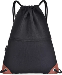 Gym Sack Drawstring Backpack Water-Resistant Drawstring Bucket Bag with Zipper - Picture 1 of 9