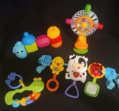 Lot of 4 Baby Toys-Vtech Activity Bar,Spinwheel Kaleidoscope, More 0-6mths VIDEO - Image 1 of 4