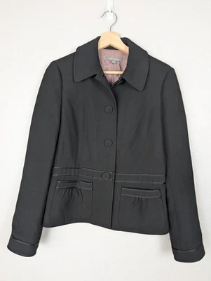 Ann Taylor Blazer женщин маленький черный резинке кнопка передние карманы офис классический - Изображение 1 из 4