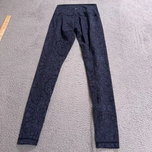 Lululemon Leggings Womens 6 Blue Floral Print High Rise Full Length Yoga Pants - Picture 1 of 7