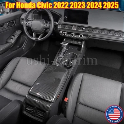 Carbon Fiber Interior Accessories Cover Trim For Honda Civic 2022 2023 2024 2025 - Imagem 1 de 4