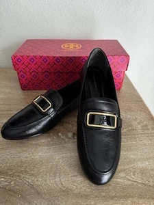 Tory Burch Georgia Loafer Leather Flat Shoe Perfect Black Size 6.5 - Picture 1 of 11