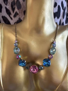 Sorrelli Halbrund Tennis Happy Birthday Antik Gold Swarovski Halskette 165 $ - Bild 1 von 8