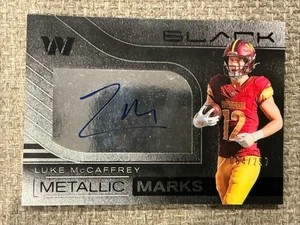 2025 Panini Black Luke McCaffrey Metallic Marks Auto On Card /299 Commanders 🔥 - Picture 1 of 2
