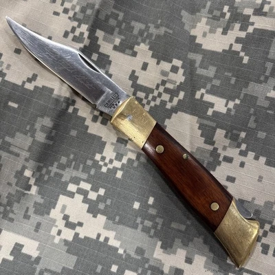 NAVAJA DE BOLSILLO VINTAGE CAMILLUS NY JIM CAZADOR DE BAGRES #4 CON CIERRE TRASERO  Foto 1 de 4