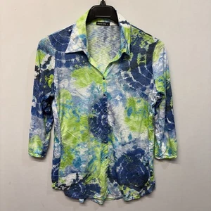 David Cline Women 3/4 Sleeve Blouse To Button Shirt Size Large D019 -17 - Picture 1 of 15