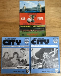 3 Programas Manchester City Años 70 1973, 1974, Copa Final 1974 - Imagen 1 de 5