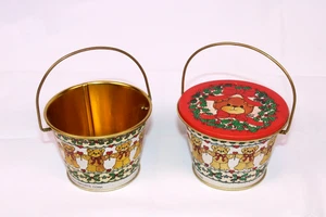 Juego de 2 latas de cubo de Navidad coleccionables vintage Enesco Lucy & Me LUCY RIGG - Imagen 1 de 4