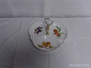 "Pre-Owned" Vtg. 1961 Royal Worcester Evesham Gold 9" 3 Part Relish Tray Fruit - Picture 1 of 7