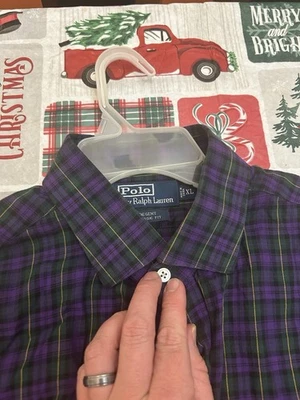 RALPH LAUREN PURPLE LABEL 100% COTTON BUTTON UP MEN'S SHIRT SZ 17 MADE IN ITALY - Image 1 of 4