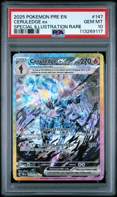 2025 POKEMON PRISMATIC EVOLUTIONS SPECIAL ILLUSTRATION RARE CERULEDGE EX PSA 10 - Image 1 of 2