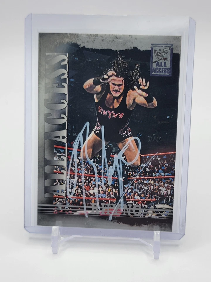 🦏Rhyno SIGNED ON CARD Autograph Auto 2002 Fleer All Access WWF Rhino 20 Ecw Tna - Image 1 of 2