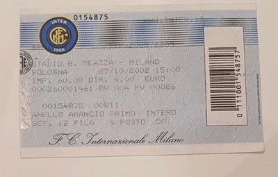 Biglietto Ticket Stadio calcio INTER - BOLOGNA Campionato 2002 03 - Immagine 1 di 2