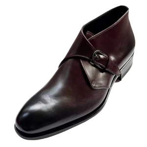 Ferragamo Tramezza Herren 9 E Braun Leder Knöchel Gancini Schnalle Mönch Riemen Stiefel - Bild 1 von 4