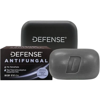 Jabón Defense 4 oz. Jabón en barra corporal medicado antimicótico con jabonera Foto 1 de 4