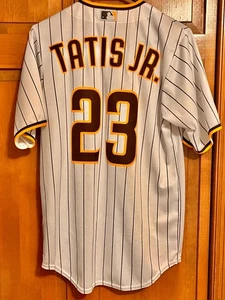 FERNANDO TATIS JR #23 Nike White Pin Striped Jersey Mens Medium San Diego Padres - Picture 1 of 5