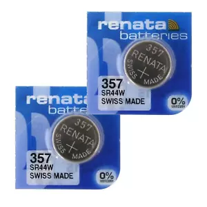 2 Renata 357 SR44W Batteries Silver 1.55V Watch Battery 303 Exp 2026 10BL - Picture 1 of 8
