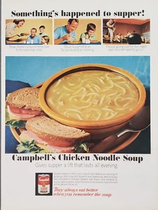 Sopa de fideos de pollo Campbell's 1965 con jamón queso tomate sándwich anuncio impreso - Imagen 1 de 1