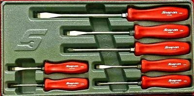 *NEW* Snap On Screwdriver Set, Combination 7 Pcs. *RED HARD HANDLES* SDDX70AR - Image 1 of 4