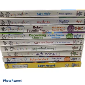 Disney Baby Einstein 9 DVD Lot Shapes Mozart Animals On The Go Da Vinci Places - Imagen 1 de 4