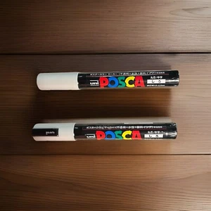 Uni Posca PC5M.1 Water-Based Paint Marker, Medium Point, White Quantity of 2 - Picture 1 of 3