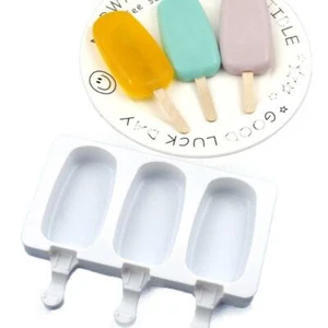 3 whole oval silicone ice cream moulds Handmade popsicle - Picture 1 of 5