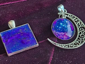 Splendido ciondolo SMALTO BLU E CRISTALLO DI MURANO lotto 2X SPEDIZIONE GRATUITA - Foto 1 di 4