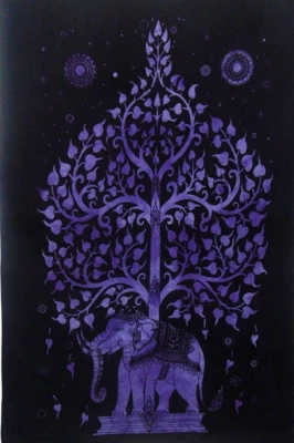 Cotton Tapestry Gad Elephant Tree Bohemian Wall Hanging Poster Home Decor 40x30" - Image 1 of 4
