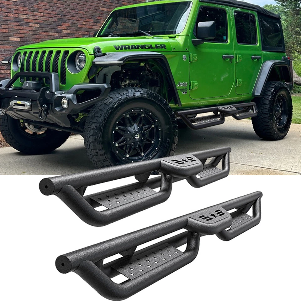 6" Drop Running Boards for 2007-2018 Jeep Wrangler JK 4 Door Side Step Nerf Bars - Image 1 of 4