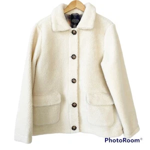 Pendleton Ivory Berber Fleece Sherpa Teddy Shacket Size Large Neutral Comfy Cozy - Picture 1 of 7