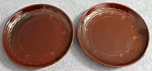 2 Marcrest Daisy & Dot Vintage Stoneware Ovenproof Brown Dinner Plates 9 5/8” - Picture 1 of 3