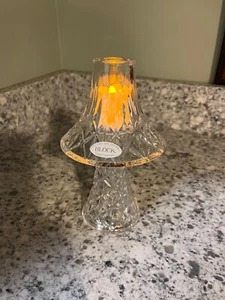 24% Lead crystal shaded hurricane lamp Olympic hand crafted Czech Republic - Picture 1 of 12